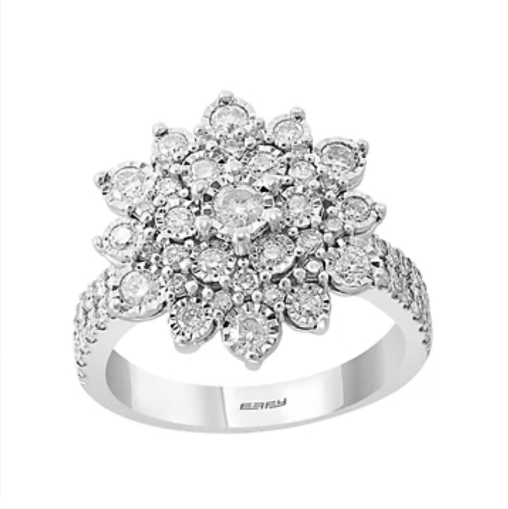 Effy 1.19 TCW snowflake cluster ring